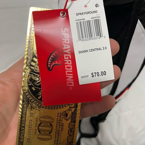 Sprayground Black and White Shark Central Backpack - Picture 4 of 4